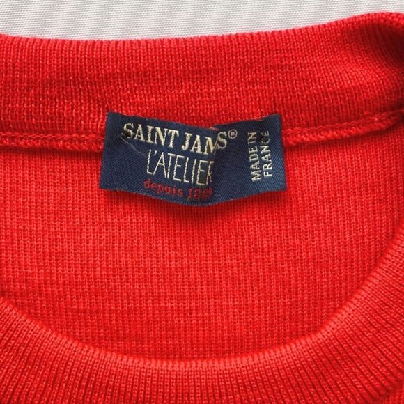 SAINT JAMES L'ATELIER PURE NEW WOOL RED NAVY COLORBLOCK KNITTED SHIFT DRESS - 4 - Picture 4 of 9